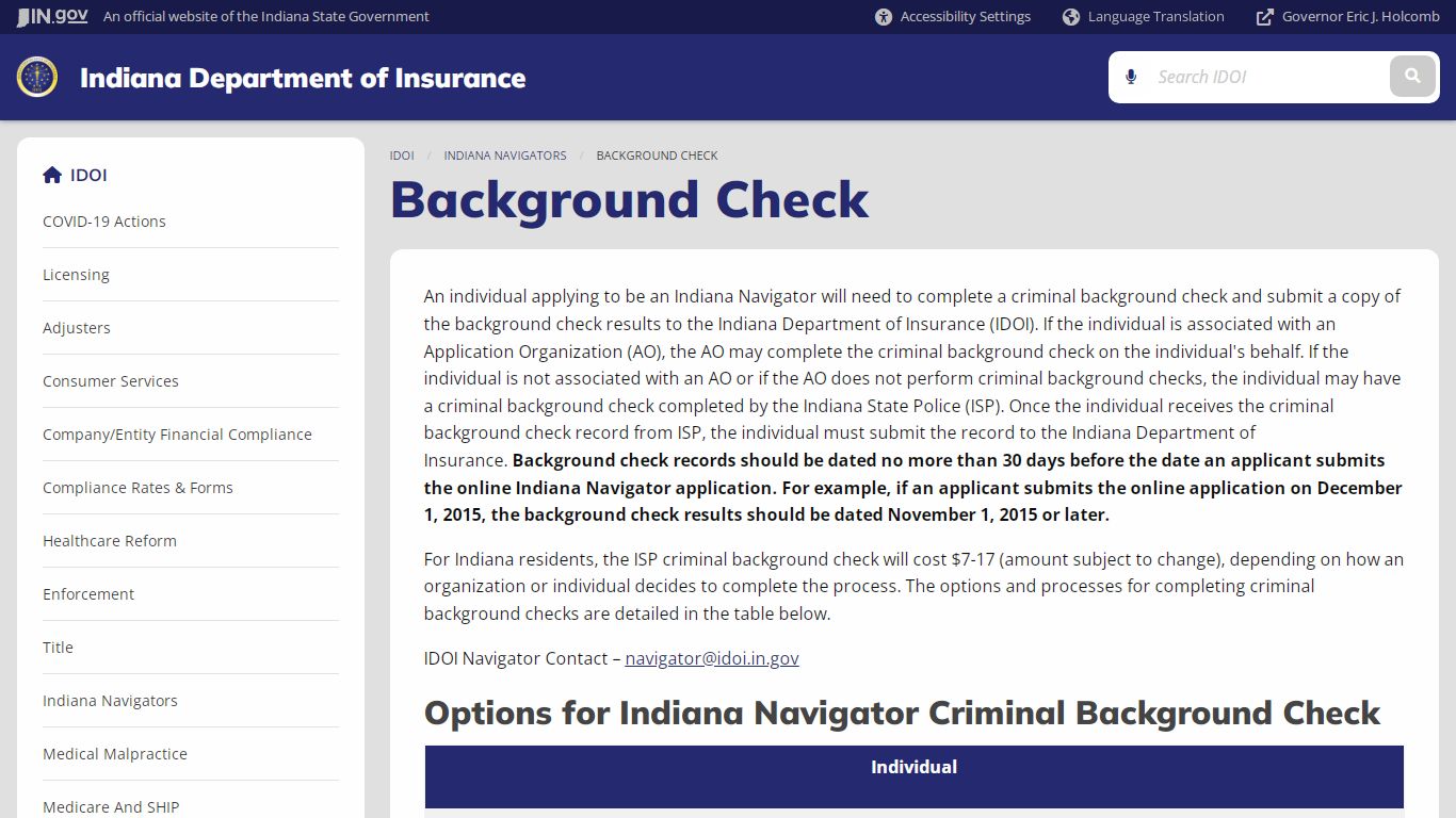 IDOI: Background Check - IN.gov